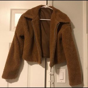 Cropped teddy bear jacket